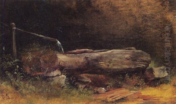 Brunnen In Einer Waldlandschaft Oil Painting by Carl Lafite