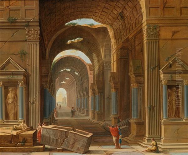 Die Ruinen Eines Romischen Palastes Oil Painting by Pierre-Joseph Lafontaine