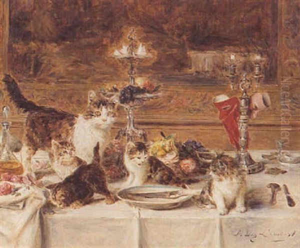 Up To Mischief Oil Painting by Louis Eugene Lambert