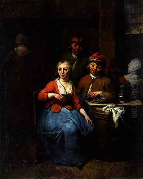 A Couple Seated In A Tavern Oil Painting by Jan Baptist Lambrechts