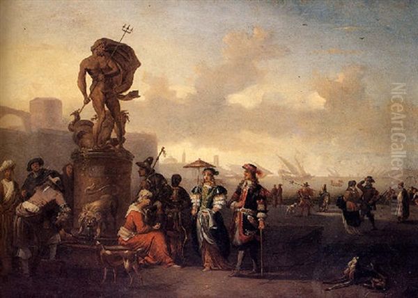 Vista Del Puerto De Amberes Oil Painting by Christoffel Jacobsz. Van Der Lamen