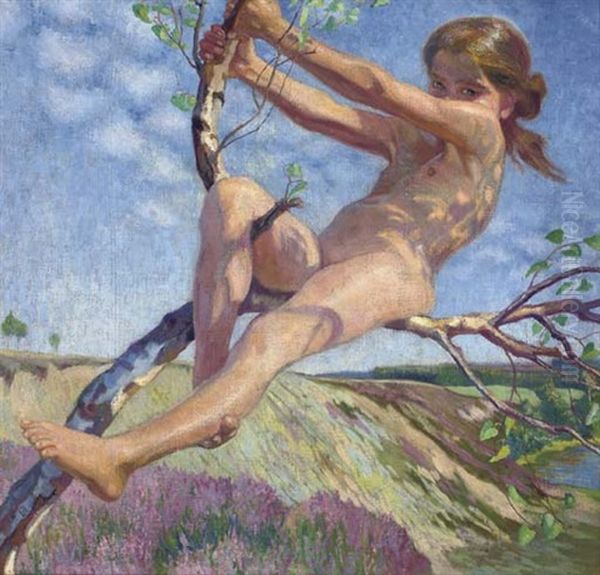 Carefree Oil Painting by Erich Albert Lamm