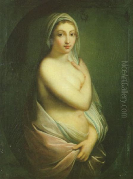 Portrait De Jeune Femme Sortant Du Bain Oil Painting by Johann Baptist Lampi the Elder