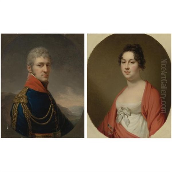 Portrait Of Anton Josef Edler Von Leeb, Mayor Of Vienna (+portrait Of Theresia Von Leeb; Pair) Oil Painting by Johann Baptist Lampi the Younger