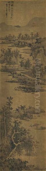 Landscape After Wu Zhen Oil Painting by Lan Ying