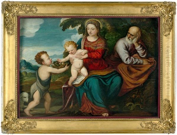 Die Hl. Familie Mit Dem Johannesknaben Oil Painting by Polidoro da Lanciano