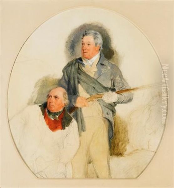 Study Of The Duke Of Atholl And His Keeper John Crerar For Death Of The Stag In Glen Tilt Oil Painting by Sir Edwin Henry Landseer