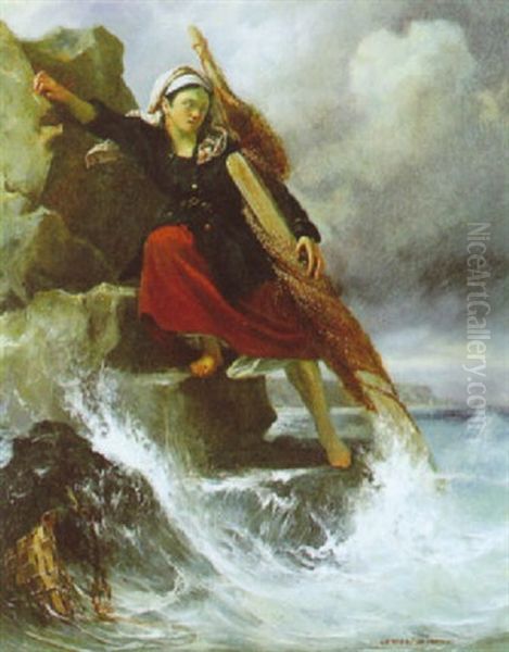 Fischermadchen Oil Painting by Francois-Louis Lanfant