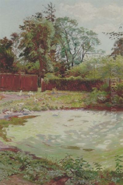 Sommerdag Ved Gadekaeret Oil Painting by Olaf Viggo Peter Langer