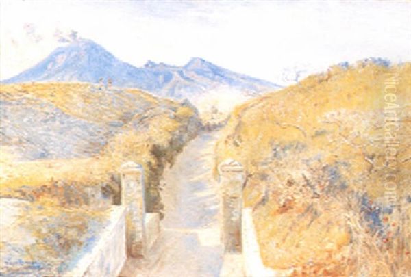 Parti Fra Pomoli Med Farehyrde Pa En Bjergvej Oil Painting by Olaf Viggo Peter Langer