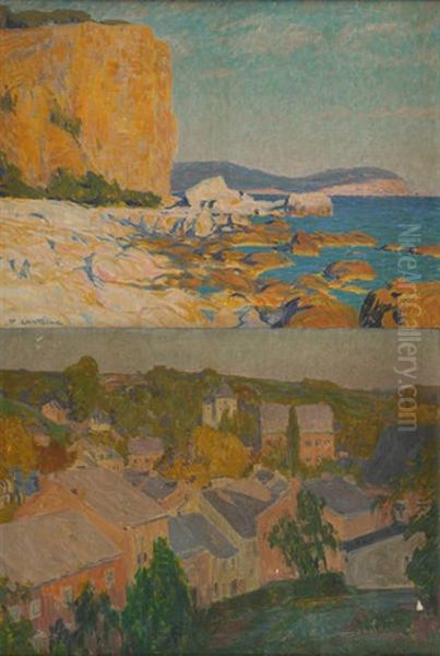 Rochers Sainte Marguerite (+ Vue De Village; 2 Works) Oil Painting by Fernand Lantoine