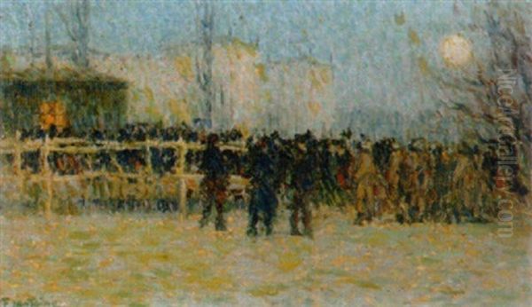 Abendliche Versammlung Vieler Personen Oil Painting by Fernand Lantoine