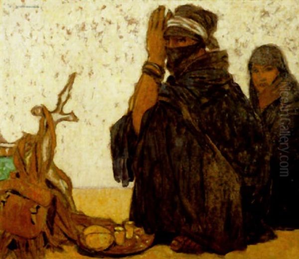 Sahara. Tarqui Et Sa Femme Oil Painting by Fernand Lantoine