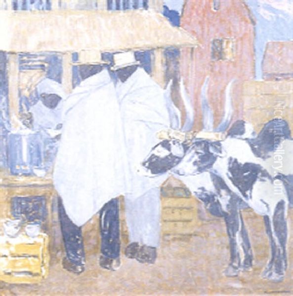 Le Marche A Madagascar Oil Painting by Fernand Lantoine