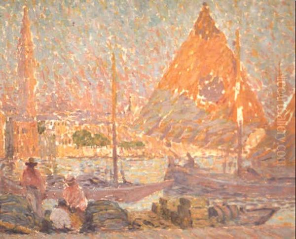 Voilier A Venise Oil Painting by Fernand Lantoine