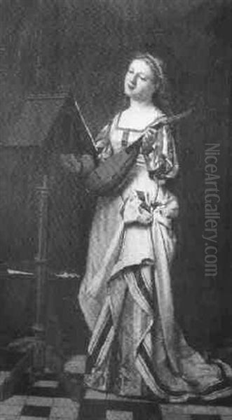The Lute Player Oil Painting by Marcellin Jean Laporte