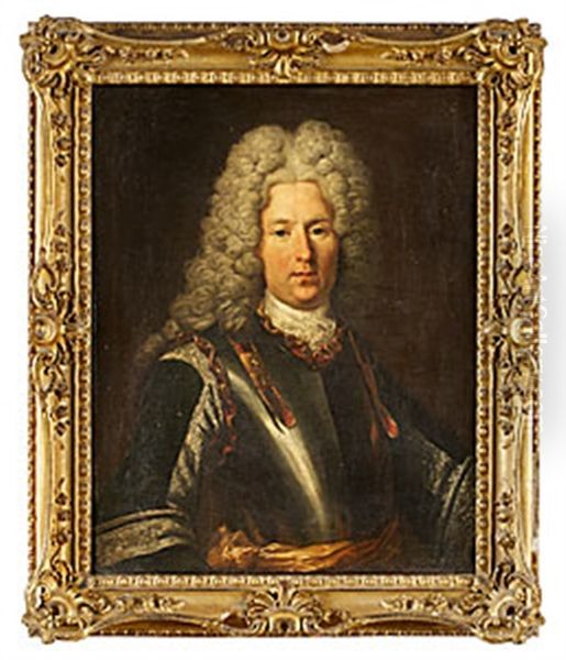 Portratt Av Man I Allongeperuk Oil Painting by Nicolas de Largilliere