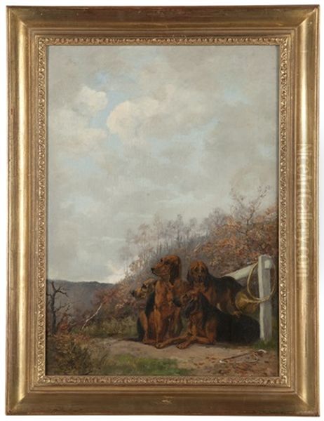 Bloodhounds Resting After A Hunt Oil Painting by George LaRocque