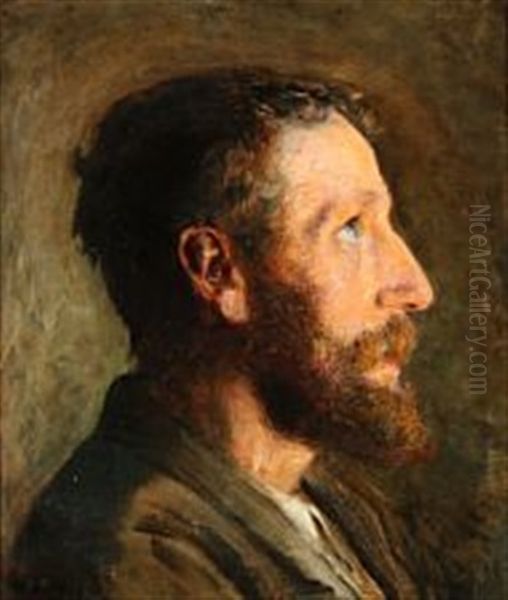 Profile Portrait Of The Painter L Oil Painting by Knud Erik Larsen