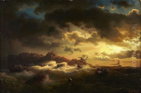 Skeppsbrott Oil Painting by Marcus Larsson
