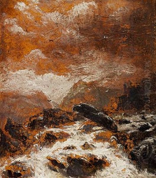 A River Landscape (study) Oil Painting by Marcus Larsson