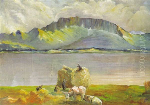 Donaulandschaft Oil Painting by Oskar Laske