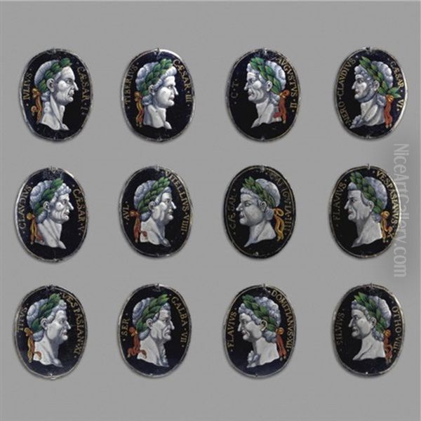 Portraits Of Emperors (12 Works) Oil Painting by Jacques I Laudin