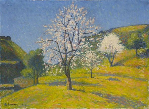 Amandiers En Fleur Oil Painting by Achille Lauge