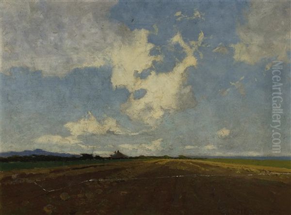 A Mangold Field Oil Painting by Sydney Mortimer Laurence