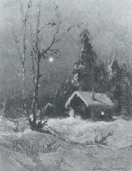 Cabin At Night Oil Painting by Sydney Mortimer Laurence