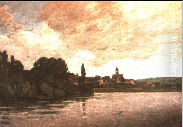 La Seine A Vetheuil Oil Painting by Abel Louis Alphonse Lauvray