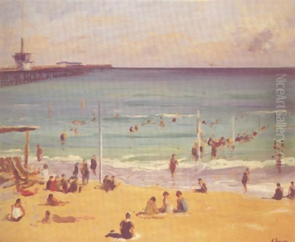 Bathers At Palm Beach Oil Painting by John Lavery