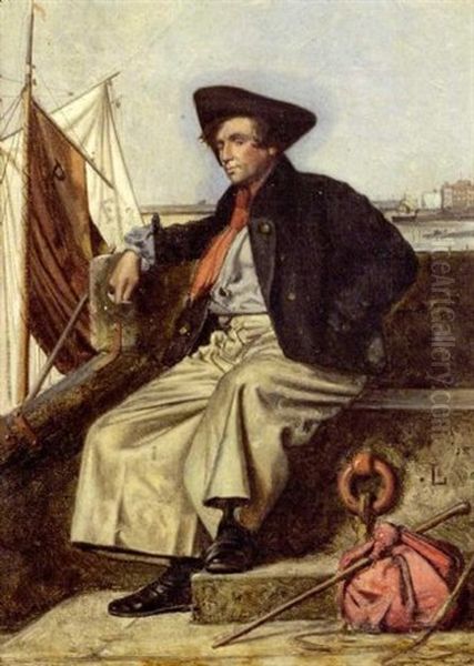 A Sailor Awaiting Embarkation Oil Painting by Matthew James Lawless