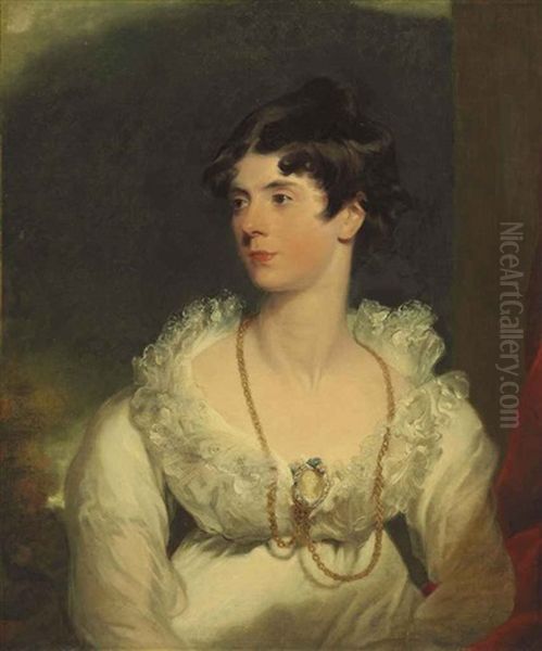 Portrait Of Charlotte Sophia, Countess Of Surrey (1788-1870), Half-length, In A White Dress Oil Painting by Thomas Lawrence