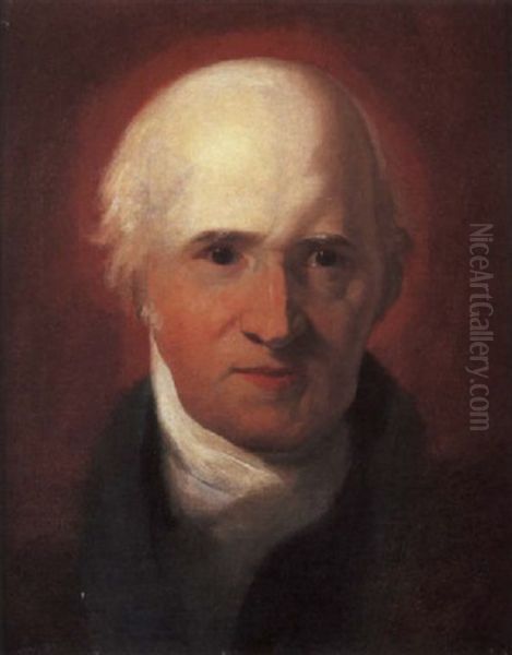 Portrait Of The Artist Benjamin West In A Blue Coat And A White Stock Oil Painting by Thomas Lawrence