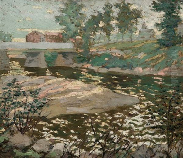 In The Apple Orchard Oil Painting by Ernest Lawson