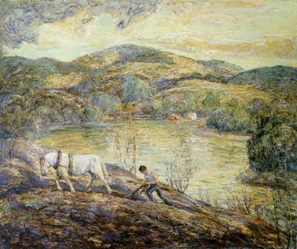 Plowing Oil Painting by Ernest Lawson