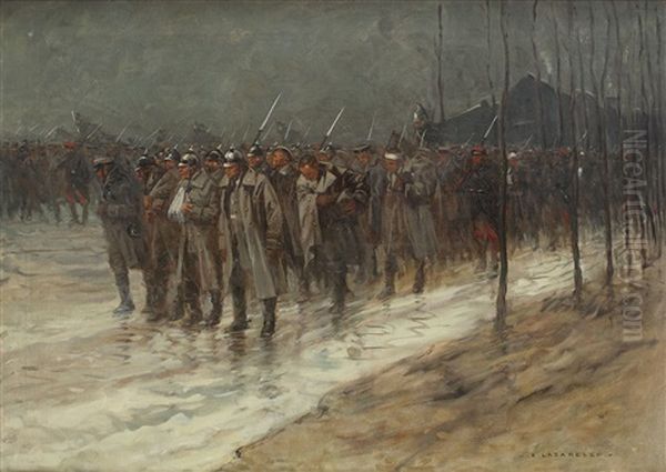 Regruparea Oil Painting by Emilian Lazarescu