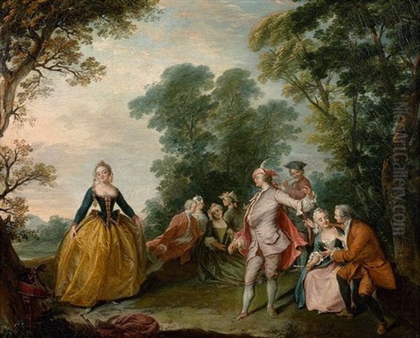 Le Pas De Danse Oil Painting by Pierre Michel Lebouteux