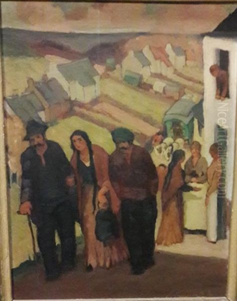 L'arrivee Des Romanichels Oil Painting by Lucien Leclercq