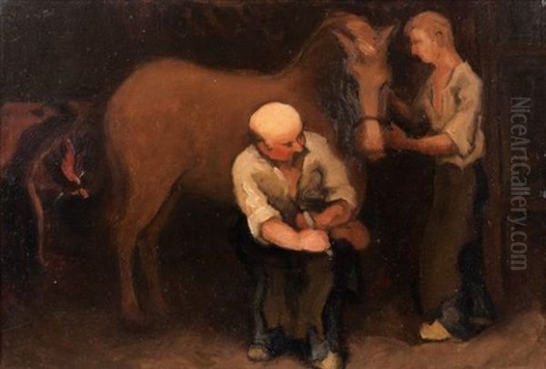 Le Marechal Ferrant Oil Painting by Lucien Leclercq