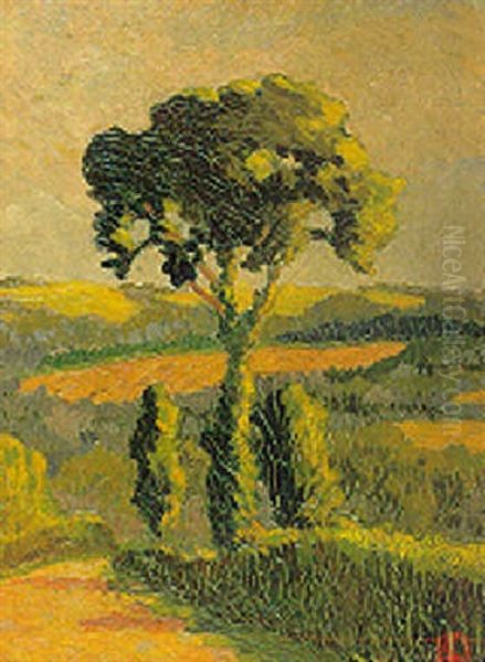 Paysage Normand Au Grand Arbre Oil Painting by Lucien Leclercq