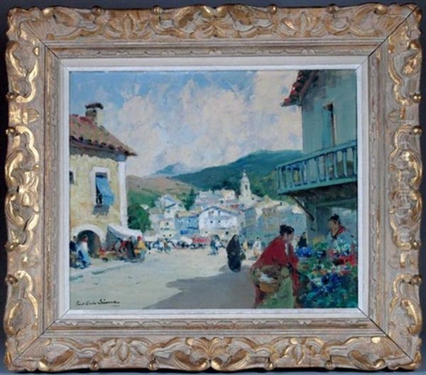 Village Dans Le Pays Basque Oil Painting by Paul Emile Lecomte