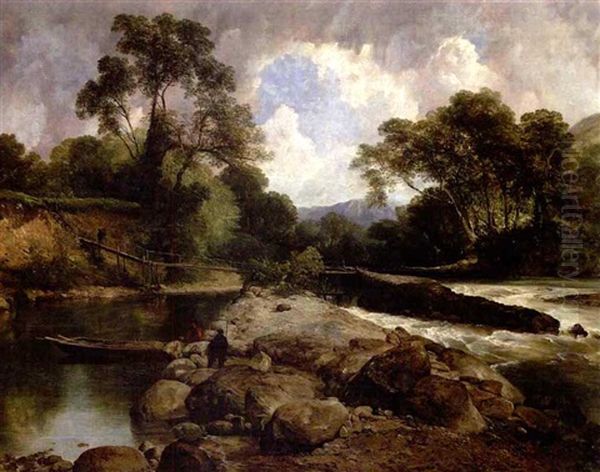 A Salmon Cruive On The River Awe (argyllshire, Scotland) Oil Painting by Frederick Richard Lee