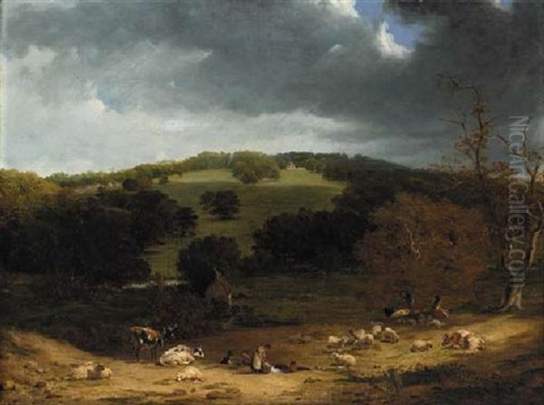 Midday Break On The Pasture Oil Painting by Frederick Richard Lee, R.A.