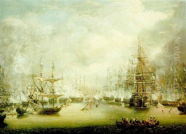 The Battle Of Navarino, 20th October 1827 Oil Painting by John Theophilus Lee