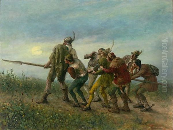 Die Sieben Schwaben Oil Painting by Ferdinand Leeke