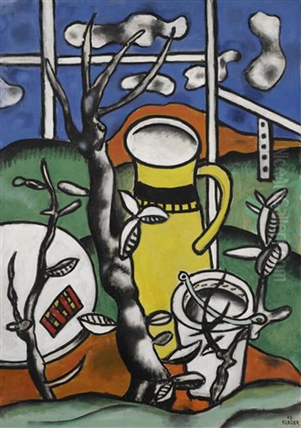 Le Vase Jaune Dans Un Paysage Oil Painting by Fernand Leger