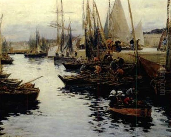Breton Fisherfolk Oil Painting by Fernand Marie Eugene Legout-Gerard