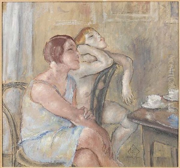 Les Deux Amies Oil Painting by Louis Auguste Mathieu Legrand